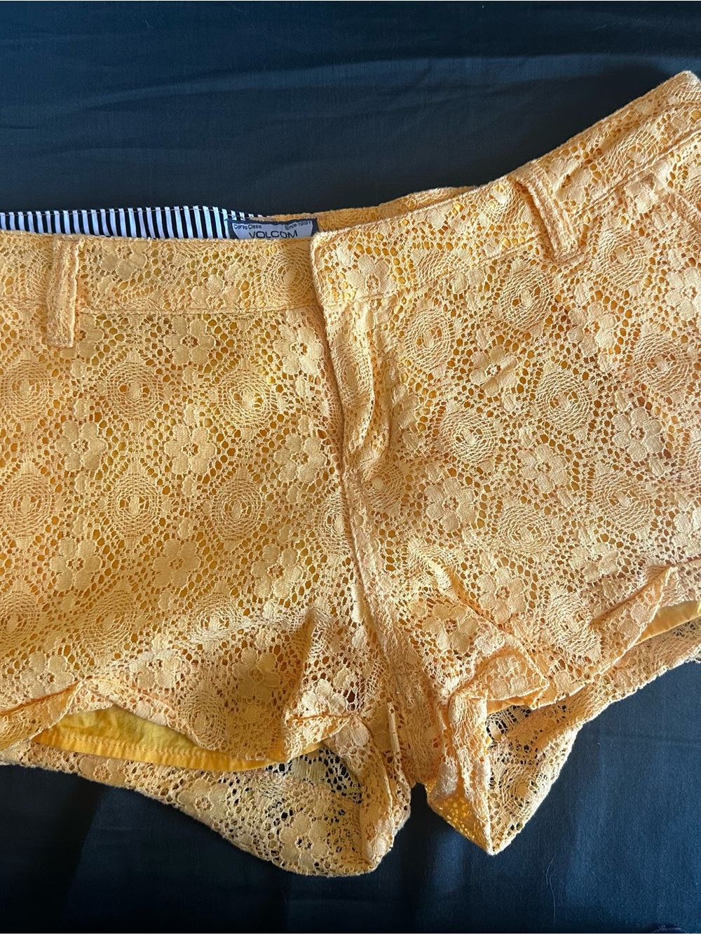 Volcom Yellow Crochet Lace Shorts